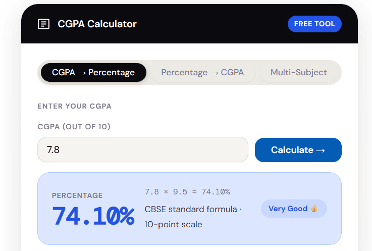 CGPA to Percentage Calculator